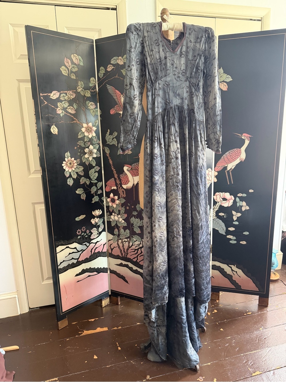 Antique vintage 1940’s satin gown hand dyed purple Halloween fairy costume XXS